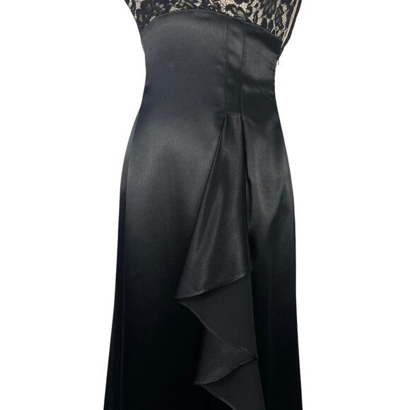 Scott McClintock Black Satin Maxi Dress Size 4 Formal Prom Wedding Cocktail - Picture 7 of 15
